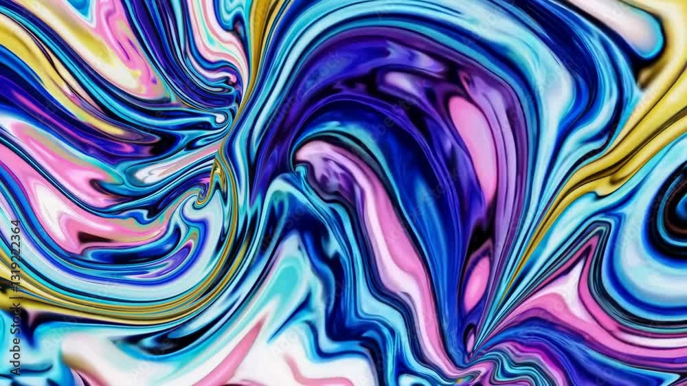 Abstract vibrant swirl in blue and pink colors. Creative fluid art concept