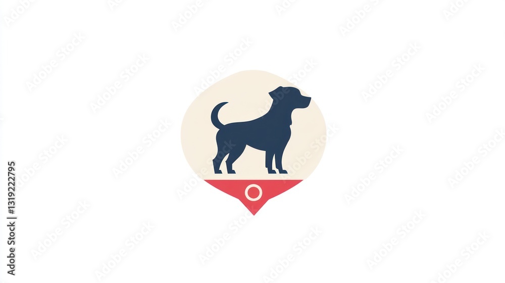 Obraz premium Dog silhouette, location marker, simple design, for website or app