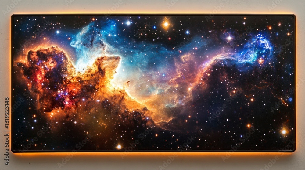 Obraz premium Galactic-themed plaque displaying starry background home decor digital art contemporary environment artistic viewpoint