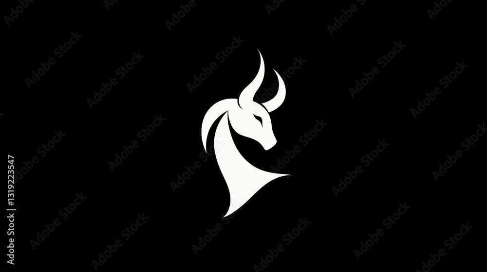 Abstract bull head silhouette, graphic design, minimalist, branding, potentially for logo or website Abstract bull head silhouette, graphic design, minimalist, branding, potentially for logo or website