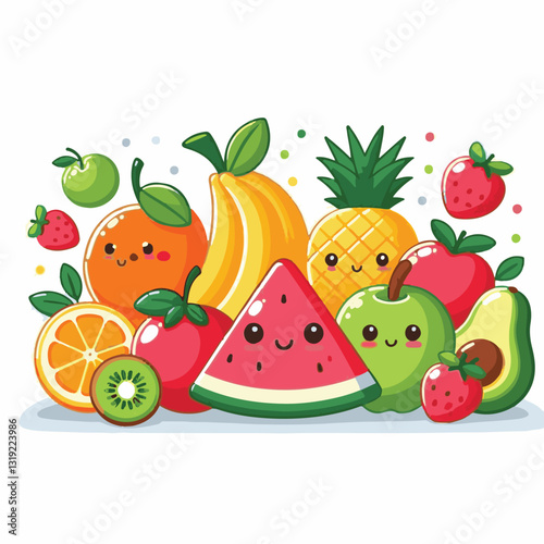 fruit, fresh, food, illustration, juicy, summer, healthy, background, lemon, organic, diet, vegetarian, sweet, dessert, orange, vector, berry, nutrition, vegan, isolated, citrus, tropical, apple, kiwi