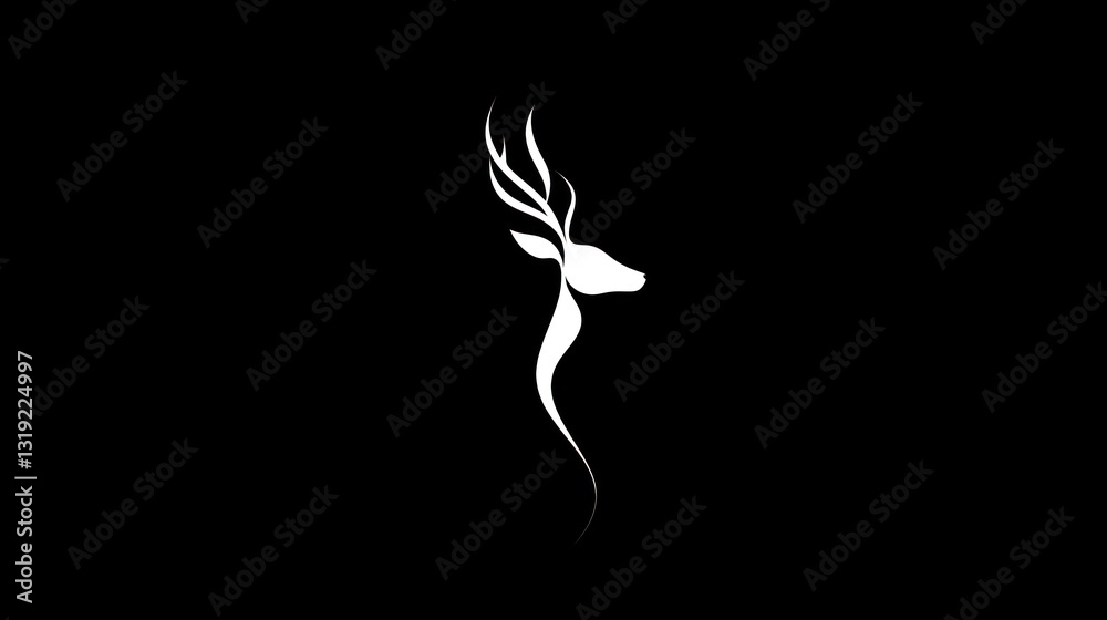Fototapeta premium Abstract deer head silhouette on black background; graphic design element