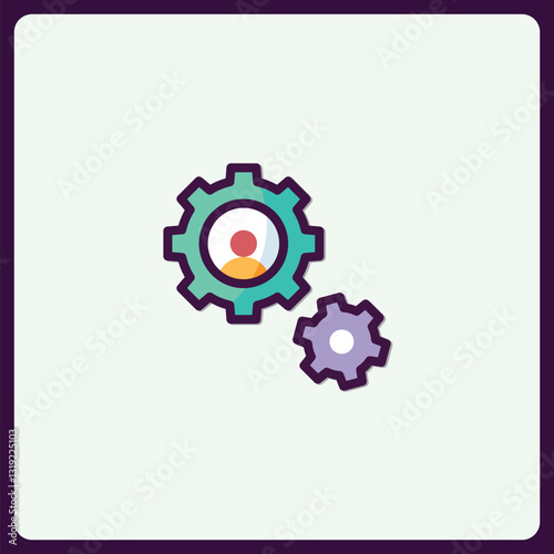 Colorful gears icon symbolizing collaboration, workflow, and efficient process
