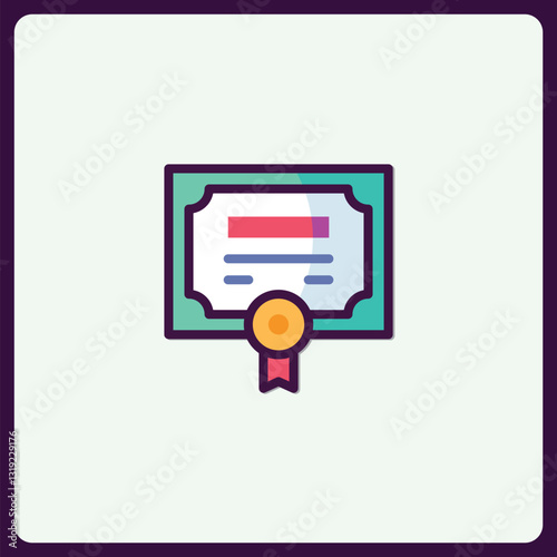 Minimalist certificate icon with seal, perfect for education design needs