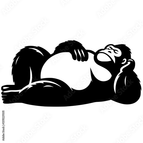 Sleepy gorilla silhouette
