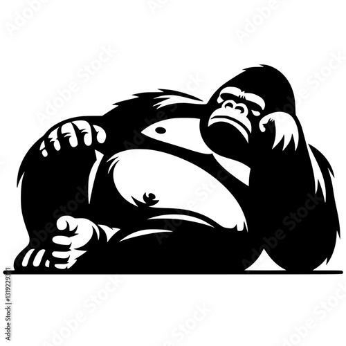 Sleepy gorilla silhouette