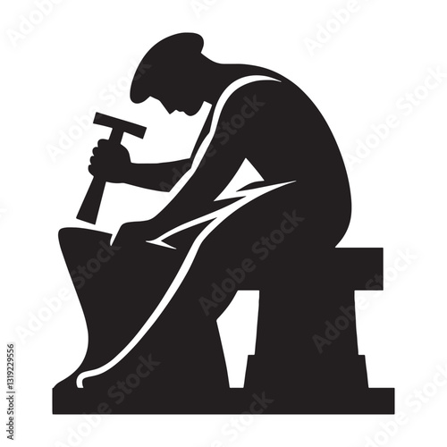 Symbolic Sculptor silhouette, infusing meaning into every piece - Sculptor illustration - Minimalist Sculptor vector - Profession silhouette
