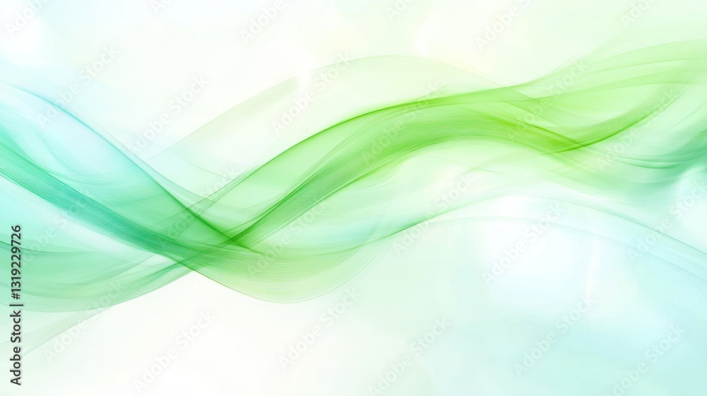 Fototapeta premium Abstract swirling light green and light blue smoke. Stock photo of flowing colors for background design