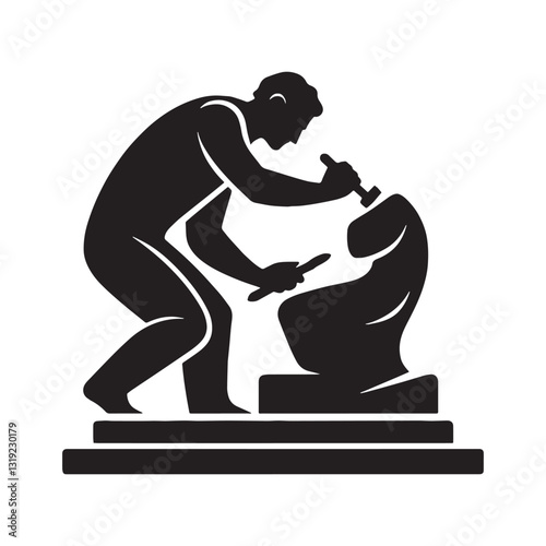 Elegant Sculptor silhouette, molding masterpieces with finesse - Sculptor illustration - Minimalist Sculptor vector - Profession silhouette
