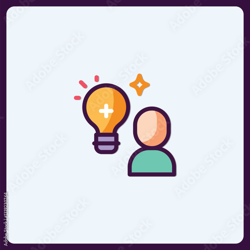 Conceptual icon illustration depicting idea generation and human potential