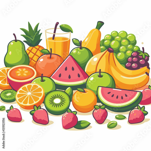 fruit, fresh, food, illustration, juicy, summer, healthy, background, lemon, organic, diet, vegetarian, sweet, dessert, orange, vector, berry, nutrition, vegan, isolated, citrus, tropical, apple, kiwi
