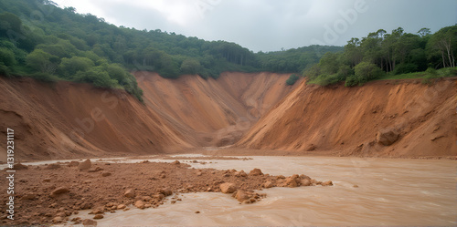 Landslide Erosion in a Valley