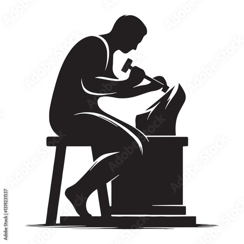 Timeless Artisan Sculptor silhouette, crafting sculptures with precision - Sculptor illustration - Minimalist Sculptor vector - Profession silhouette
