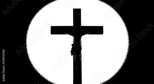 Jesus on cross silhouette vector
