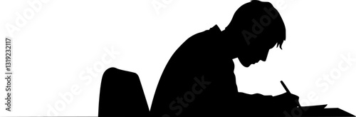Young man sits on chair in examination room silhouette vector
