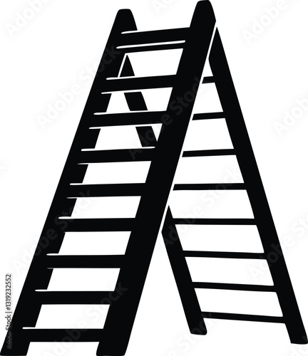 Wooden ladder vector silhouette