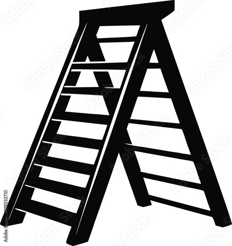 Wooden ladder vector silhouette