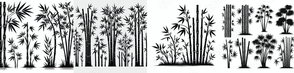 Fototapeta premium bamboo plant vector set