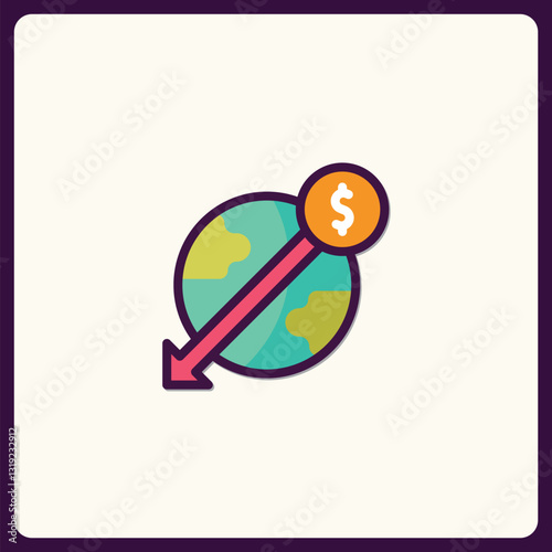 Global economic downturn illustration with downward trend money motion