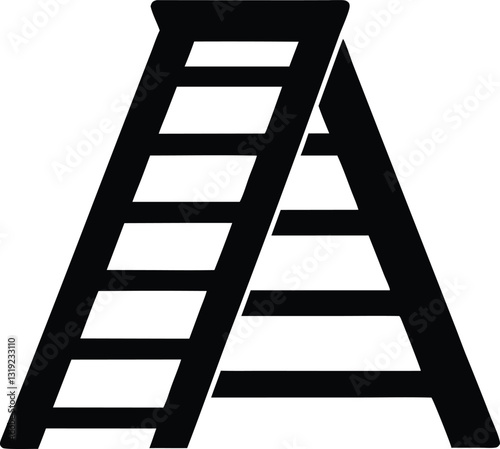 Wooden ladder vector silhouette