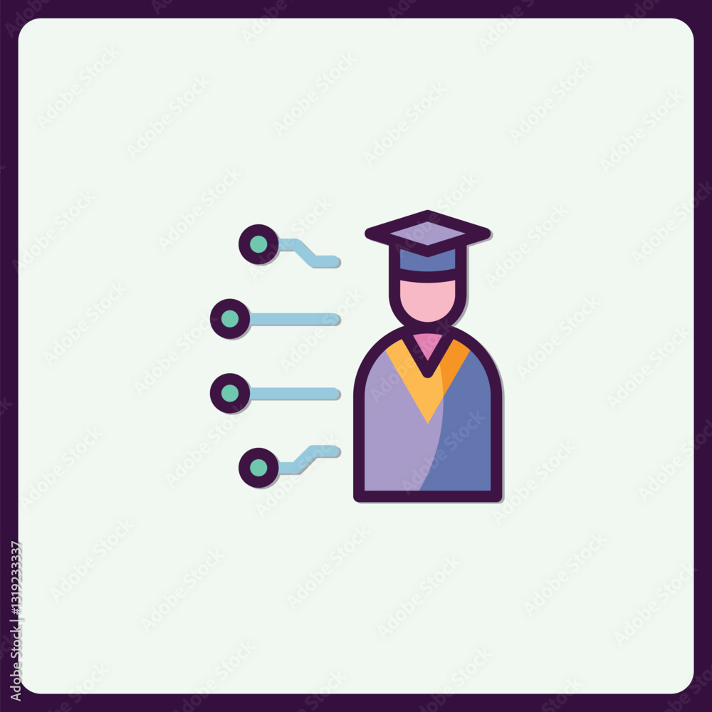 Modern depiction of educational achievements in a symbolic graduation icon Modern depiction of educational achievements in a symbolic graduation icon