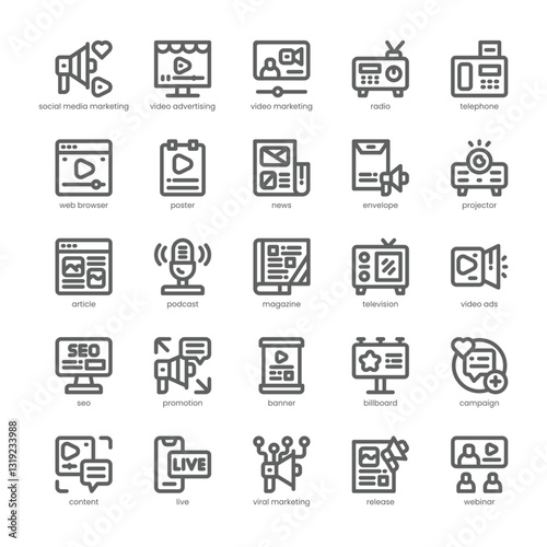 Digital Campaign Icon pack for your website, mobile, presentation, and logo design. Digital Campaign Icon outline design. Vector graphics illustration and editable stroke.