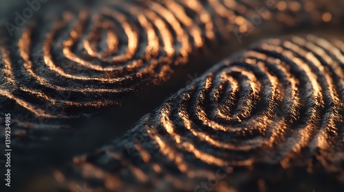 Ancient Swirling Patterns Etched In Dark Bronze, Glowing With Warm Light, Hinting At Forgotten Stories And Mysterious Origins