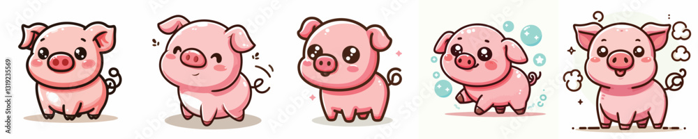 Fototapeta premium cute pig vector set