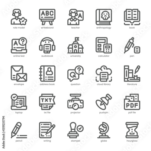 Student Resources Icon pack for your website, mobile, presentation, and logo design. Student Resources Icon outline design. Vector graphics illustration and editable stroke.