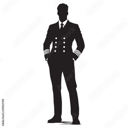 Seafaring Expert Ship Captain silhouette, mastering the maritime domain - Ship Captain illustration - Minimalist Ship Captain vector - Profession silhouette
