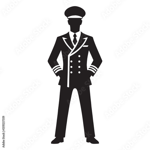 Maritime Leader Ship Captain silhouette, commanding with expertise - Ship Captain illustration - Minimalist Ship Captain vector - Profession silhouette
