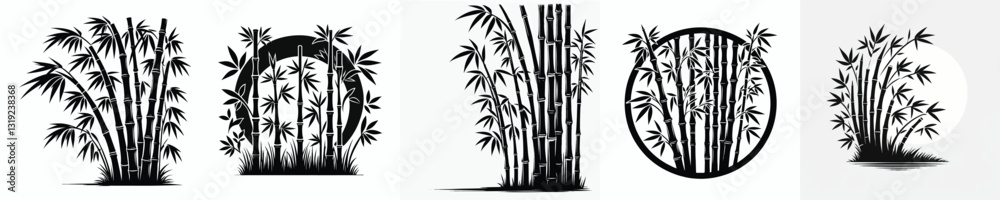 Fototapeta premium bamboo plant vector set