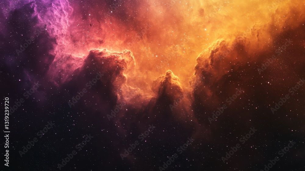 Fototapeta premium Captivating colorful nebula in space with cosmic dust clouds merging vibrant colors creating a mystical scene