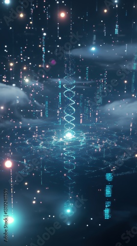 AI-Driven Personalized Medicine with Glowing DNA and Futuristic Analytics