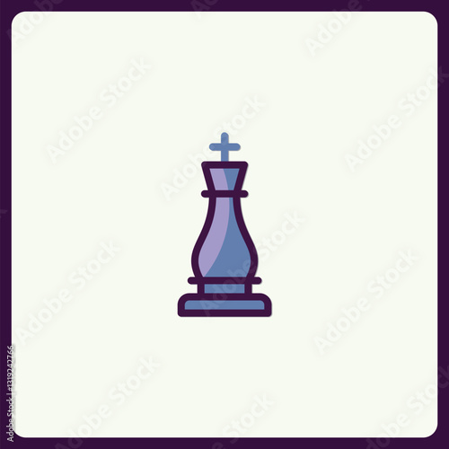 Minimalist illustration of a chess king piece on a square background