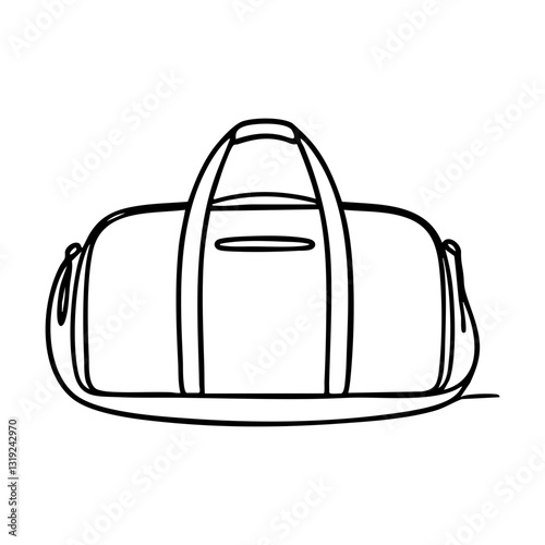 Outline duffle bag on white background