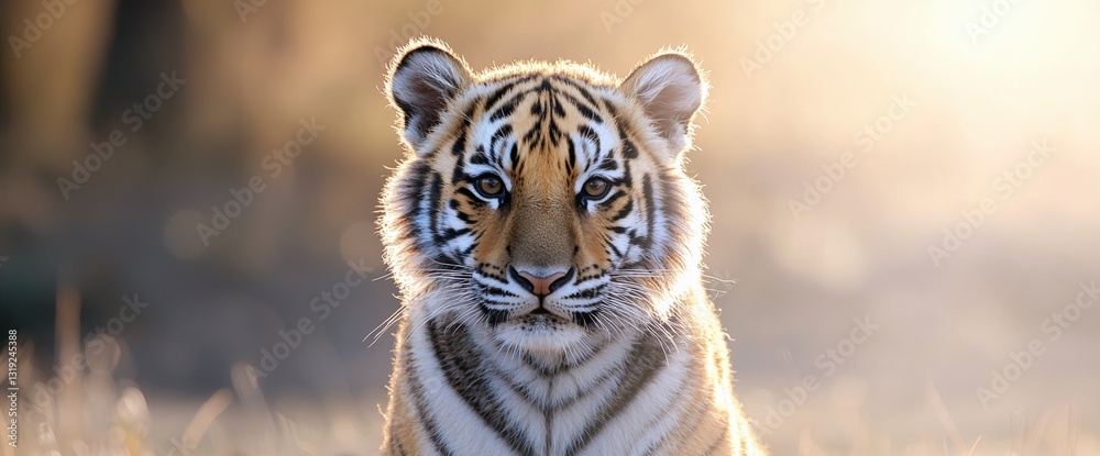 Fototapeta Majestic tiger in the wild displaying its beautiful fur and striking features in a natural habitat setting