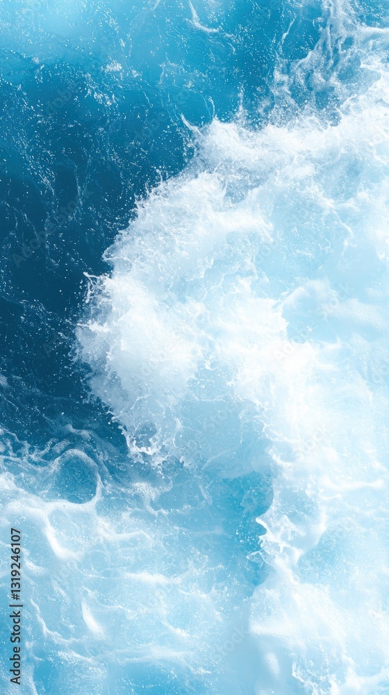Fototapeta premium Dynamic action shot of a person surfing in turbulent ocean waters capturing the thrill of wave riding adventure