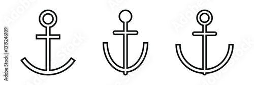 Cartoon Anchor Monochrome Hand Drawn Line Vector