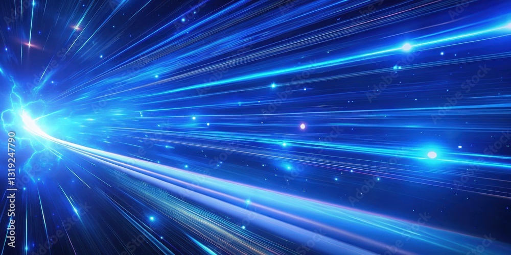 Naklejka premium Hightech coding background with digital technology. Vibrant blue light rays extending outward in a dynamic, abstract pattern.