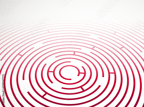Radial labyrinth in 3d perspective vector realistic illustration.