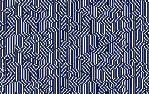 Cubes seamless pattern, abstract 3D optic background, trippy isometric linear polygon endless wallpaper, surreal effect black and white tiling pattern.