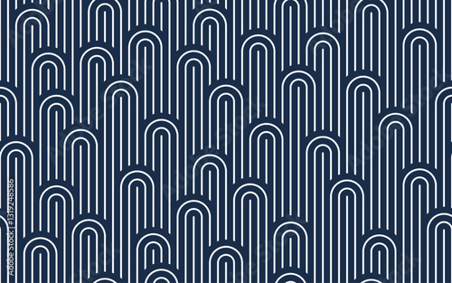 Traditional Asian seamless pattern, vector abstract background of a roof tiling, vintage line reptile skin wallpaper, Japanese tiling.