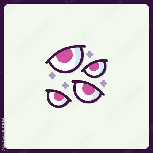 Cartoon eyes staring with mystery, vector design for spooky season