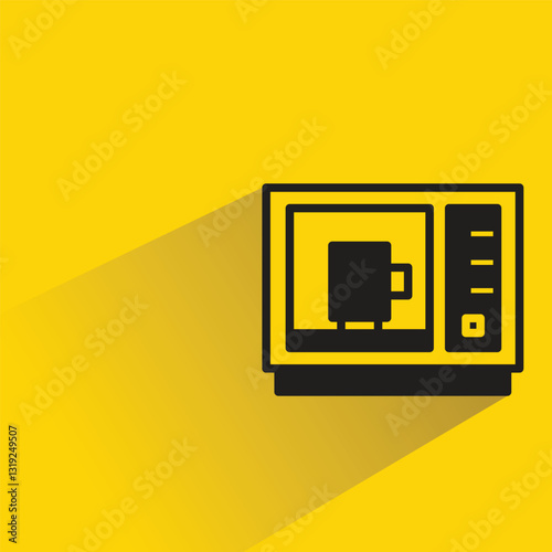 microwave icon with shadow yellow background