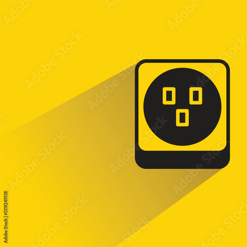 outlet plug icon on shadow yellow background