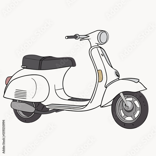 White vintage scooter vector illustration urban life ride a motorbike in the city