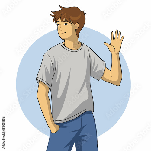 Illustration of  person waving vector