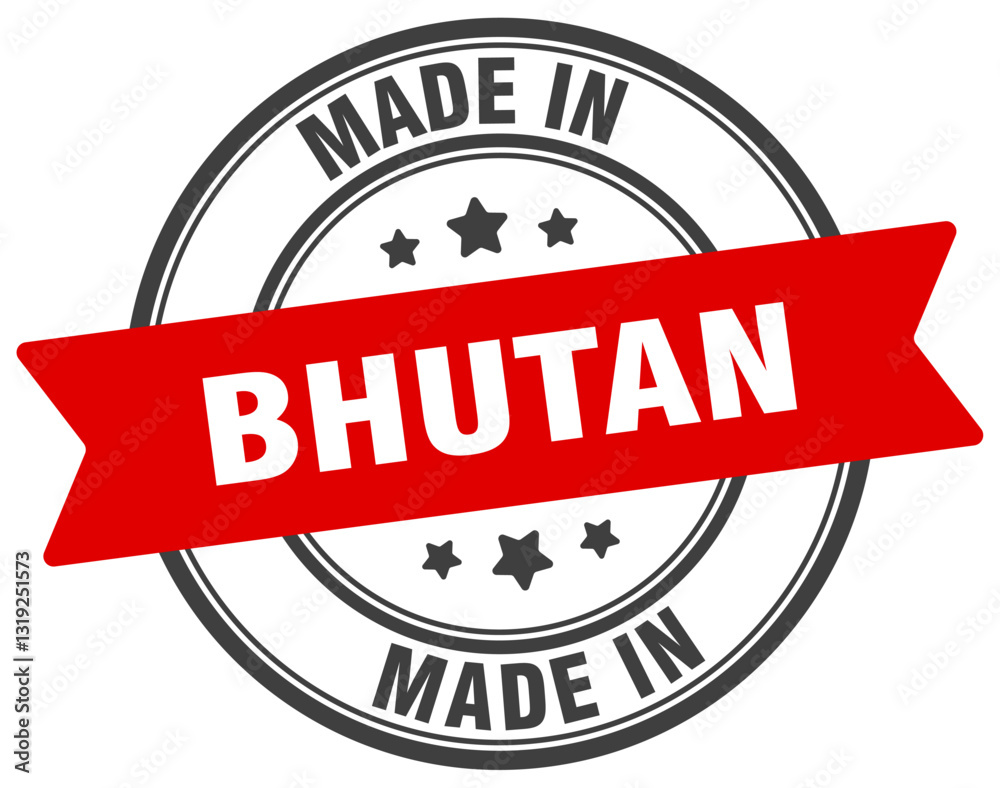 Fototapeta premium Made in Bhutan round sign. Made in Bhutan stamp.
