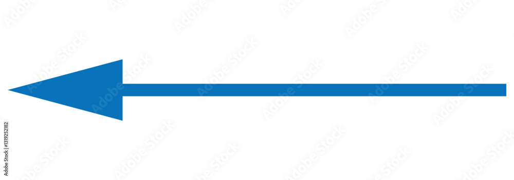 Blue left arrow icon. Horizontal long arrow. Vector illustration. Blue left arrow icon. Horizontal long arrow. Vector illustration.